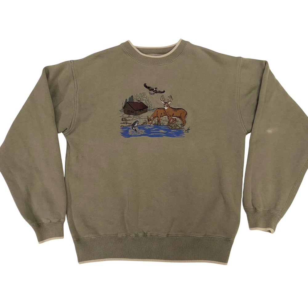 Vintage C&B Sport Wildlife Embroidered Sweatshirt Small Cabin Nature Outdoors